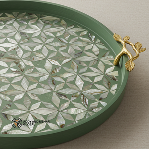 Bandeja redonda de madreperla para servir comidas o exhibir detalles del hogar y uso diario en la cocina para suministro al por mayor - Product Image 2