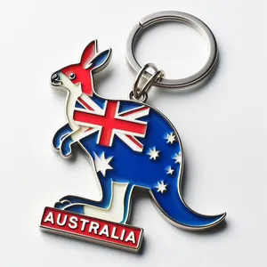 Custom Emaille Legering Australië Souvenirs Metalen Sleutelhanger Koala Kangoeroe Sleutelhanger