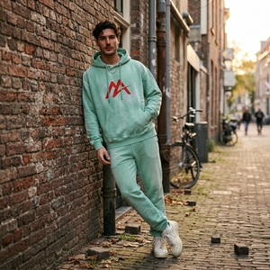 Sweat à capuche en molleton vert menthe pour homme, motif graphique, style streetwear décontracté, personnalisable, vente en gros, OEM, ODM, vêtements - Product Image 6