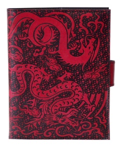 Rojo con diseño de dragón de Color negro en relieve 100% cuaderno de notas de cuero genuino libro antiguo de sombras con páginas de algodón blanco en blanco - Product Image 6
