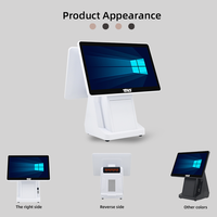 Système de point de vente intelligent à double écran 15,6 et 15,6 pouces, Win10/11, système tout-en-un à écran tactile, machine de facturation avec imprimante et ensemble de caisse