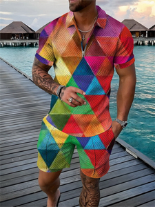 New Men's Summer Casual Men Shorts Suits Couple Outfits Vintage Style Hip Hop <b>T</b> Shirts +Shorts Male's Tracksuit 3D Print Set - Product Image 6