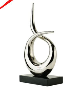 Meilleure vente Sculpture décorative en acier inoxydable et métal fini argent avec base pour le salon et la maison - Product Image 1