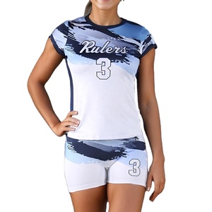 ชุดวอลเลย์บอลยูนิเซ็กซ์ แขนสั้น คอวี แต่งแอพพลิเค รุ่นใหม่แฟชั่นปี 2024 ชุดกีฬาคุณภาพสูง พิมพ์ลาย 100% - Product Image 1