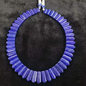 สร้อยคอสไตล์ยูนิเซ็กส์ทำมือกับพลอยไพฑูรย์และไข่มุกน้ำจืดธรรมชาติของขวัญปาร์ตี้สร้อยคอ Lapis Lazuli - Product Image 3