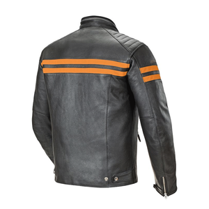 Men's Genuine Black & Orange Leather Racing Motorbike Jacket Having Protections Windproof Riding Motorcycle Jacket For Men - Product Image 2