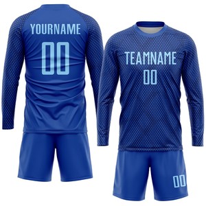 ชุดเสื้อฟุตบอลแบบแห้งเร็วชุดเสื้อยูนิฟอร์มฟุตบอลสีฟ้าสีเหลือง - Product Image 4