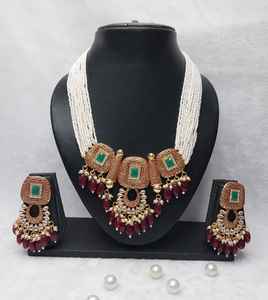 Motipearl indio elegante tradicional y de moda piedra chapado en oro elegante medio collar conjunto con pendiente conjunto de joyería mujeres - Product Image 5