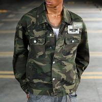 Veste Denim Camouflage Bouton-up Cargo Patch Design Hiver Fermeture Simple Boutonnage Tailles Personnalisées Xs Xl Washed Technics Coat
