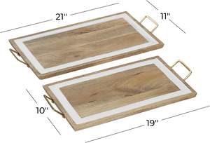 ถาดเสิร์ฟไม้เก๋ๆสไตล์บ้านไร่แบบเรียบง่ายสำหรับโต๊ะกาแฟที่หรูหราใช้แสดงอาหารและตกแต่งของจำเป็นพร้อมที่จับโลหะ - Product Image 4