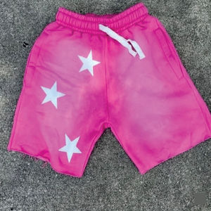 Shorts personnalisés délavés au soleil, coton d'été, cordon de serrage, vintage, hommes, ourlet brut, lavage à l'acide - Product Image 1