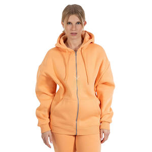 Customizable Winter Solid Hoodie Jogger Set <b>Women</b> Zipper Hooded <b>Collar</b> 2pc 100% Cotton Fleece - Product Image 3