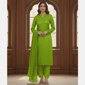 ชุดเดรสผ้าคุณภาพสูงชุดเดรสน้ำหนักเบาสำหรับงานปาร์ตี้สไตล์ปากีสถานอินเดียชุดกระโปรงสีทึบ - Product Image 1