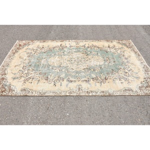 Vintage 5.2x8.9 ft Rug, Turkish Rug, <b>Brown</b> Ombr Rug <b>Wool</b> - Product Image 3