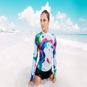 Femmes à manches longues respirant Stretch Fitness séchage rapide surf éruption garde maillots de bain Compression chemise 100% Polyester élégant - Product Image 6