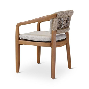 Mobilier d'extérieur Chaise de salle à manger Bois de teck naturel avec corde et coussin Meilleure qualité pour patio jardin-Paola - Product Image 4