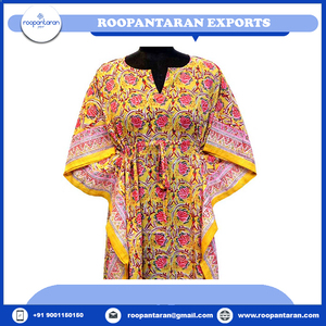 Nouveaux Kaftans Élégants et Confortables en Voile de Coton Doux Imprimé à la Main, Grande Taille, pour la Nuit, Vente en Gros - Product Image 4