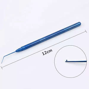 Crochets de manipulation de lentilles Crochets en acier ophtalmique Poignée ronde 12cm Équipement de chirurgie oculaire réutilisable fabriqué par Metal Med Corporation - Product Image 1