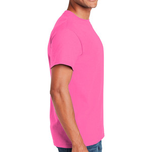 2025 colores personalizados seguridad Rosa 100% algodón sólido ecológico de gran tamaño cuello simulado camiseta Dropshoulder Streetwear hombres - Product Image 4