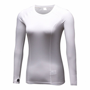 Hauts de compression de vêtements de sport personnalisés OEM chemises de compression à col rond et à manches longues pour femmes conception vierge ajustée à prix bon marché - Product Image 3