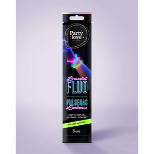 Pulsera Party Love Fluo, 3 piezas, brilla en la oscuridad, para fiestas, festivales, bodas, conciertos - Product Image 1