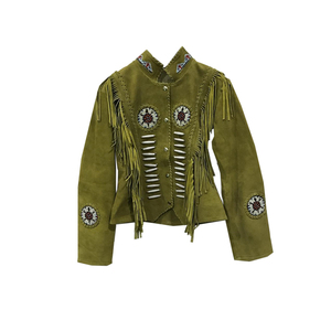 Chaquetas de cuero hechas de Pakistán con flecos largos transpirables para mujer de alta calidad - Product Image 5