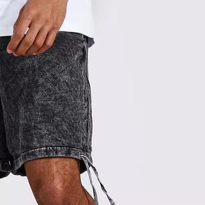 Best Seller Custom Men's High Street Acid Wash Cotton <b>Shorts</b> Unisex Sizes Comfortable Fit Solid Mesh Pattern <b>Decoration</b> - Product Image 4