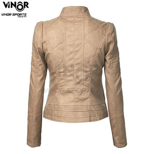 Abrigo de piel de oveja auténtica a la moda con estilo para mujer, la mejor chaqueta de motocicleta de calidad Premium, estampado transpirable de algodón - Product Image 2