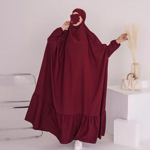 Abaya couleur unie Dubaï Turquie Nida tissu simple modeste islamique vêtements Abaya plaine musulman personnalisé tissu plaqué volant - Product Image 3