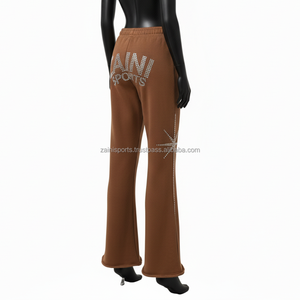 กางเกงพลางผ้าโพลีเอสเตอร์ระดับพรีเมียมสำหรับผู้หญิงสีน้ำตาลแกรม280ด้วยดีไซน์พลอยเทียมโดยการรีดความร้อนและติดโลโก้ได้ตามต้องการ - Product Image 5