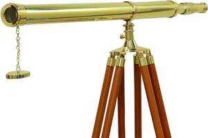 ขาตั้งกล้องทองเหลืองโบราณแบบตั้งพื้นสไตล์วินเทจกล้องโทรทรรศน์ทองเหลืองพร้อมขาตั้งไม้สีน้ำตาลสำหรับตกแต่งทางทะเล - Product Image 6