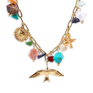 CUCOCUCA Collane con ciondolo fatte a mano 480250750 alla moda con pietre naturali e pezzi in acciaio inossidabile per uso quotidiano Spedizione UE in 48 ore - Product Image 1