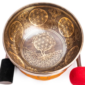ชามร้องเพลงทิเบตทำด้วยมือชามทองเหลืองขนาดใหญ่พิเศษทำด้วยมือพร้อมลวดลายต้นไม้แกะสลักทำจากเนปาล - Product Image 1