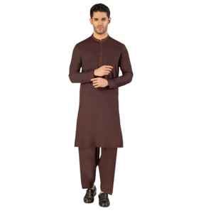 Salwar Kameez en coton traditionnel ethnique bleu marine uni, 2 pièces, robe respirante, coupe régulière, costume de fête, hiver, extérieur - Product Image 1