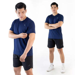 เสื้อกีฬาผู้ชายคอกลมแขนสั้นวิ่งยิมเท่ดูดซับเนื้อผ้าแห้งเร็ว - Product Image 4