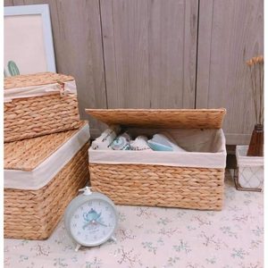 Caja de almacenamiento de tela de jacinto de agua ecológica de tamaño personalizado con tapa, forma rectangular, multifuncional para la organización del hogar, ropa - Product Image 6