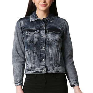 Veste en jean teinte en logo, à la mode pour femmes, couleur unie, coton respirant, tricotée, anti-rides, vêtements d'extérieur d'hiver, vente chaude - Product Image 1