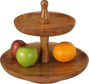 Elegant 2 Tier Wooden Cake <b>Stand</b> with Rabbit Carrot Handle Design Decorative <b>Cupcake</b> Display Holder for Wholesale Suppliers - Product Image 5