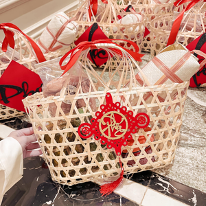 Panier rond en bambou de fleur pour la décoration à la maison, les mariages et les événements spéciaux - Product Image 4