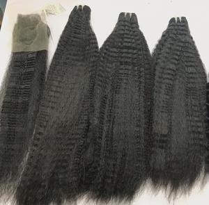 Vente chaude en gros KinKy 100% cheveux bruts de haute qualité haute vente en gros Extensions de cheveux température Fibre pour les femmes noires - Product Image 4