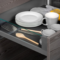 Cajón Exterior Emuca Vertex, 40 kg, 131 mm de Altura, 500 mm de Profundidad, Acero, Aluminio, Vidrio, Gris, Utensilios de Cocina, Origen España, Modelo 3130335