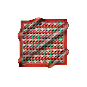 <b>Red</b> Silk Square <b>Scarf</b> with Geometric Pattern - Product Image 1