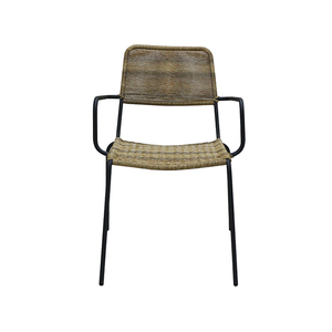 Silla moderna Artex Dong Thap de cuerda tejida con marco de acero con recubrimiento en polvo negro y cordón de plástico espiral amarillo para patio - Product Image 2