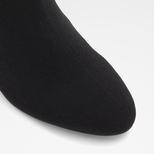 Botas de cuero negro de diseñador para mujer, botines de tobillo alto con tacón grueso y punta estrecha, botas elásticas a la moda para mujer - Product Image 6