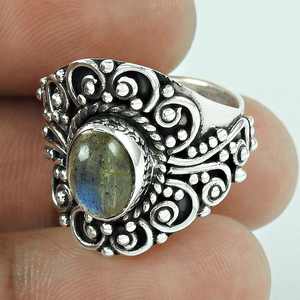 Anillo de Plata de Ley 925 Hecho a Mano, Estilo Bohemio, con Piedra Preciosa de Labradorita, Joyería de Moda para Chicas - Product Image 3