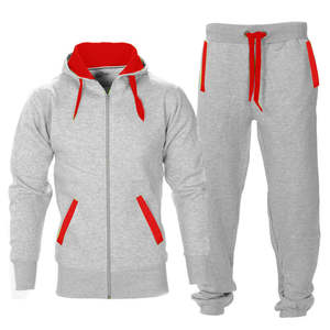 Ensemble de survêtement en coton pour homme avec impression bouffante en relief, sweat à capuche en molleton à motif solide, bas de gymnastique pour la saison d'hiver - Product Image 1