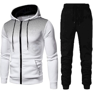 Nuevo conjunto de chándal de invierno de lana sólida para hombre, sudadera gruesa forrada de poliéster/algodón + Pantalones, ropa deportiva cálida con capucha - Product Image 4