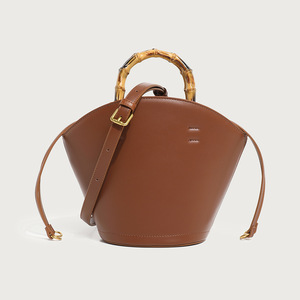 กระเป๋าถือสะพายข้างสำหรับผู้หญิง, กระเป๋าหนัง PU กระเป๋าทรงถังมีซิปปิดความจุขนาดใหญ่ - Product Image 4