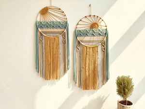 Colgante de pared de macramé de alta calidad con cuentas de madera elegante decoración Bohemia elegante hecha a mano para interiores modernos y elegantes - Product Image 6