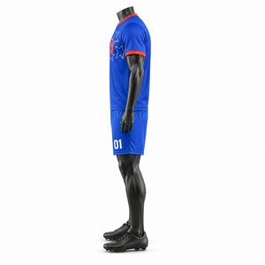 Uniforme de Fútbol Azul Personalizado, Conjunto de Camiseta y Pantalones Cortos de Poliéster Transpirable, Ropa Deportiva de Secado Rápido para Entrenamiento en Equipo para Hombre - Product Image 5